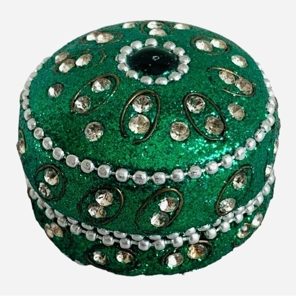 New Handmade Rhinestone Beads Embellished Travel Tea Light Candle Holder Tin Box - Picture 6 of 12